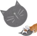 Cat Litter Mat, Non Slip Cat Face Shaped Litter Mat, Wear Resistant Feeding Pad, Home Use Tapis Litiere Chat (Grey) - Image 2