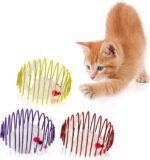 Cat Spring Balls, 3 Pcs Stretchable Cat Springs Toys Interactive Cat Toys Rolling Cat Balls Colorful Playful Coils Spring Action Toy Caged Rats for Kitten Cat Pet Supplies Indoor Play, Random Color - Image 2