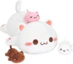 Cat Stuffed Animal Mommy 19.7" with 3 Baby Kitty Plushies, 4 Piece of Cute Cat Plush Pillow Toys for Kids Girls Boys (White Cat Family) - Image 2