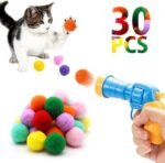 Cat Toys Interactive Kitty Toys Cat Ball Toy with Launcher Set Puff Balls Cat for Chasing Hunting Exercising Training Enrichment Toys Random Color (30 Balls) - Image 2
