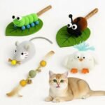 Catnip Toys for Cats, 5 Pcs Interactive Set with Silvervine Insect Sticks, Plush Mouse & Bird with Bells, Feather Rope Toy, Natural Dental Chew Toys for Kitten Teething & Hairball Relief - Image 2