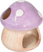 Ceramic Fish Tank Decor, Cute Mushroom House Aquarium Decorations, Betta Tank Accessory Ornament for Small Fish Goldfish Shrimp (Purple) - Image 2