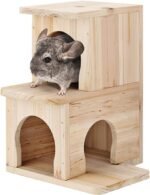 Chinchilla House – Natural Wooden Hideout, Safe & Durable, Unpainted, with Pegs for Teeth Grinding - Image 2