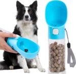Colorday Handheld Dog Food & Treat Dispenser Built-in Clicker & Treat Pouch, Slow Feeder for Puppy Training Walking Hiking Traveling (10 OZ, Blue) - Image 2