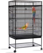 Daoeny Bird Cage Seed Catcher, Large Bird Cage Cover, Adjustable Soft Airy Nylon Mesh Net, Birdcage Cover Skirt Seed Guard for Parrot Parakeet Macaw African Round Square Cages (Black) - Image 2