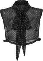 Detachable Half Shirt Collar for Women Removable Faux Blouse Dickey Collar with Black Dot Pattern - Image 2