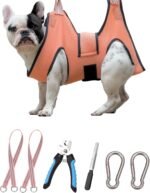 Dog Pet Grooming Hammock, Dog Hanging Harness for Nail Clipping, Dog Nail Trimming Cutting Hammock, Dog Grooming Sling Holder for Dogs with Wide Strap Sewed (Max 40LB / Medium Orange) - Image 2