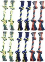 Dog Rope Toys, 12-Pack Braided Cotton Chew Toys, Multi-Coloured Knotted Tug Ropes for Dogs - Image 2