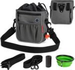 Dog Treats Pouch Pets Walking Bag, Treat Tote Carry Kibble Snacks Toys for Training Reward Walking, Grey - Image 2