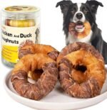 Dog Treats Rawhide Sticks Wrapped with Chicken & Duck,Pet Natural Chew 250+G(4pcs),No Artificial Flavors,Long Lasting Rawhide Rings,Fun Donut-Shaped Treats for Small & Large Dogs - Image 2