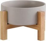 Elevated Ceramic Cat Bowl Set - Cat Food and Water Bowl with Anti Slip Stand - Raised Cat Bowls Anti Vomiting - Double Cat Dishes for Dry Wet Food - Pet Bowls for Cats and Puppies - Grey - Set of 2 - Image 2