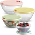 Food Storage Containers with Lids Set of 4 - 60oz, 40oz, 27oz, 13oz Meal Prep Containers Reusable Plastic – Food Safe Round Nesting Bowls with Airtight Leakproof Lids – Freezer and Dishwasher Safe - Image 2