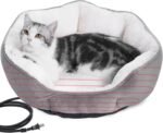Heated Cat Bed Indoor for Cats & Small Dogs - Winter Warm Plush Round Pets Heating Bed, Ultra-Soft Velvet & Cotton Thermal Heated Dogs Bed for Cold Weather, Overheat Protection for Pets - Image 2
