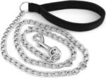 Heavy Duty Metal Dog Leash, Chew Proof Pet Leash Chain with Soft Padded Handle for Large & Medium Size Dogs, 4ft or 6ft (Black, 6FT x 3MM) - Image 2