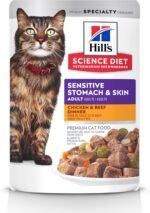 Hill's Science Diet Sensitive Stomach & Skin, Adult 1-6, Stomach & Skin Sensitivity Support, Wet Cat Food, Chicken & Beef Stew, 2.8 oz Pouch, Case of 24 - Image 2
