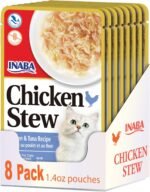 INABA Chicken Stew for Cats, Side Dish/Topper with Vitamin E, 39 gram Pouch, 8 Pouches Total, Chicken with Tuna Recipe - Image 2