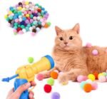 Interactive Cat Toy Launcher with 50 Colourful Pom Indoor Play Ball Shooter for Cats Toy (50pcs Balls Launcher) - Image 2