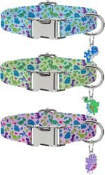 Jspupifip 3 Pack Dog Collar with Dinosaur Pendant Adjustable Dino Pattern Puppy Basic Collars for Small Dogs Daily Walks Park Adventures or Photos - Image 2