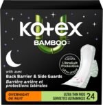 Kotex Bamboo Ultra Thin Overnight Pads with Wings, 24 Count (Packaging May Vary) - Image 2