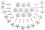 LJY 40 Pieces White Resin Pencil Finger Starfish Seahorse & Seashells Set for Wedding Home Decor and Craft Project - Image 2