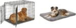 Large Dog Crate + Plush Dog Bed Ombré Swirl (Midwest iCrate Double Door Folding Metal Dog Crate | 42L x 28W x 30H Inches) - Image 2