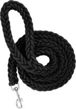 Long Rope Leash for Dog, Strong Dog Training Lead with Comfortable Padded Handle Nylon Eight Strand Braided Lead Heavy Duty Dog Leash Rotating Safety Buckle for Small Medium Large Dogs 1.3m (Black-XL) - Image 2