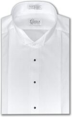 Men's Pique Wing Collar Tuxedo Shirt, Convertible Cuffs - Image 2