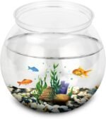 Mini Fish Tank,Classic Drum Style Fish Bowl Transparent Plastic Round Bowl Aquarium 360° View of Aquarium Centerpiece or Terrarium(Mini) - Image 2