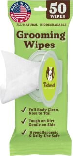 Natural Dog Company Grooming Wipes with Aloe Vera, Cleanses, Soothes, & Deodorizes, Fragrance Free, Hypoallergenic, Biodegradable - Dog Wipes for Ear, Paws, Face and Butt (50 ct) - Image 2