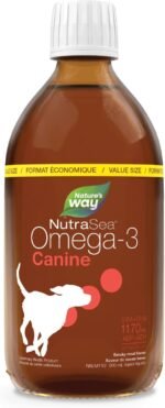 Nature’s Way NutraSea Omega-3 Canine Supplement for Dogs – Helps Support Dogs’ Skin, Coat, Muscles, Joints, Heart & Brain – 1170 mg of EPA + DHA – Smoky Meat Flavour, 500 mL - Image 2