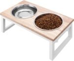 Navaris Large Pet Feeder with Foldable Legs - Raised Dog Bowls with Wooden Stand - Elevated Pet Dish for Dogs - Duo Dog Bowl Set with Stand - Medium & Large Size Dog - 27oz (800ml) - Image 2