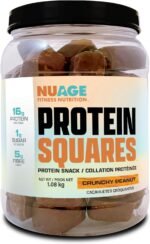 NuAge Protein Squares Crunchy Peanut (1.08 kg) | 16g Protein | 1g Sugar | 5g Fibre | High-Protein Snack | 24 Servings | Made in Canada - Image 2