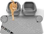 OHMO Cat Litter Mat Large 80x60cm Grey Premium Silicone Rubber, Easy Clean Waterproof Kitty Under Box Trapping Mat, Keep The Floor Tidy - Image 2