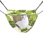 ONENIN Cat Cage Hammock,Hanging Soft Pet Bed for Kitten Ferret Puppy Rabbit or Small Pet,Double Layer Hanging Bed for Pets,2 Level Indoor Bag for Spring/Summer/Winter (Green & White) - Image 2