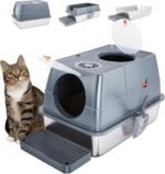 Ownpets Stainless Steel Cat Litter Box –180°Flip Lid for Easy Cleaning, One-Click Personalized Design, Advanced Odor Control, XL Capacity, 16'' High - Image 2