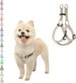 PUPTECK No Pull Dog Harness Soft Adjustable Basic Nylon Step in Puppy Vest Outdoor Walking with ID Tag Cream - Image 2