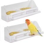 Pawfly 2 Pack Bird Feeder for Cage Hanging Plastic Feeder with Hooks Water Dispenser with Perches Bird Water Feeder for Cage Parrot Food Bowl for Parakeet Cockatiel Canary - Image 2