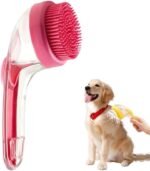 Pet Bath Brush, 2025 New Dog Cat Shower BrushPet Massage Bath Brush,All Coat Types (Red) - Image 2