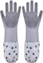 Pet Grooming Gloves Pet Hair Remover Cat, Dog Washing Gloves Silicone Heat Resistant Cleaning Gloves with High-Density Teeth Grooming Gloves for Dogs, Cats, Horses, Rabbits - 1 Pair (Gray) - Image 2