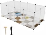 Pet Playpen for Puppy - Plastic Yard Fence Tent for Small Animals,Rabbits Puppy Kennel Cage,Portable Large Space with Transparent White 12 Panels - Image 2