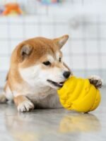 PetAlong Dog Puzzle Chew Toy Treat Dispenser Slow Feeder Dog Teeth Cleaning Interactive Toy Natural Rubber Bite Resistant Medium Large Breeds Honey Jar Bear Claws Pattern Milk Flavor - Image 2