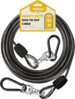 Petbobi Heavy-Duty Dog Tie-Out Cable - 20FT Extra Strong Wire Cable for Large Pets Up to 300Lbs, Rust Proof Dogs Leash with Carabiners, Outdoor Pet Leads for Yard Camping Outside, Black - Image 2