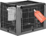 Petsfit Crate Cover for Wire Dog Crate(76L x 48W x 53H cm), Single Door/Double Doors, Mesh Window, Flap On The Top and Back is Detachable, Dog Kennel Cover Grey 30inch - Image 2