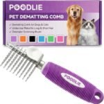 Poodle Pet Dematting Fur Rake Comb Brush Tool with Long 2.5” Steel Safety Blades for Detangling Matted or Knotted Undercoat Hair, Safe Grooming Accessories for Dogs, Longhaired Cats, Rabbits, Horses - Image 2