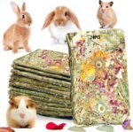 Rabbit Toys 24pcs Bunny Toy Guinea Pig Treats Timothy Hay Chew Toys Chips with Herbal Flowers Hamster Snacks Chinchillas Gerbils for Teeth Apple Sticks Sweet Bamboo - Image 2