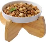 Raised Cat Bowl, 6.3'' Wide Shallow Elevated Cat Food Bowl, Ceramic Anti Vomit Pet Feeder with Stand, Anti Whisker Fatigue Neck Protective Feeding Dish for Kittens & Seniors (1 Pack) - Image 2