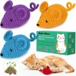 Retro Shaw Catnip Toys Crochet Mice Cat Toys, 3 Pcs Durable Yarn Cat Mouse Toys for Indoor Cats, Stuffed with Natural Catnip & Silvervine Blend, Handmade Interactive Kitten Chew Toy for Teeth Cleaning - Image 2