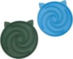 Slow Feeder Cat Bowl, Non-Slip Silicone Mat, Slow Feeding Cat Dish for Dry,Wet Food, Aids Digestion and Prevents Vomiting, Easy Clean (Blue, Green) - Image 2