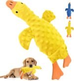 Squeaky Plush Dog Toy for All Breeds, Multifunctional Goose Dog Toy with Honking Sound, Crinkle Paper, Treat Pocket, Durable Soft Stuffed Animal for Chewing, Cuddling, Interactive Play (Yellow) - Image 2