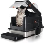 Stainless Steel Cat Litter Box with Lid, Extra Large Enclosed Metal Litter Pan with High Sides, Full Flip Cover Litter Box for Large Cat, Include Scoop & Step, Leak Proof Easy Clean Odor Control-Black - Image 2